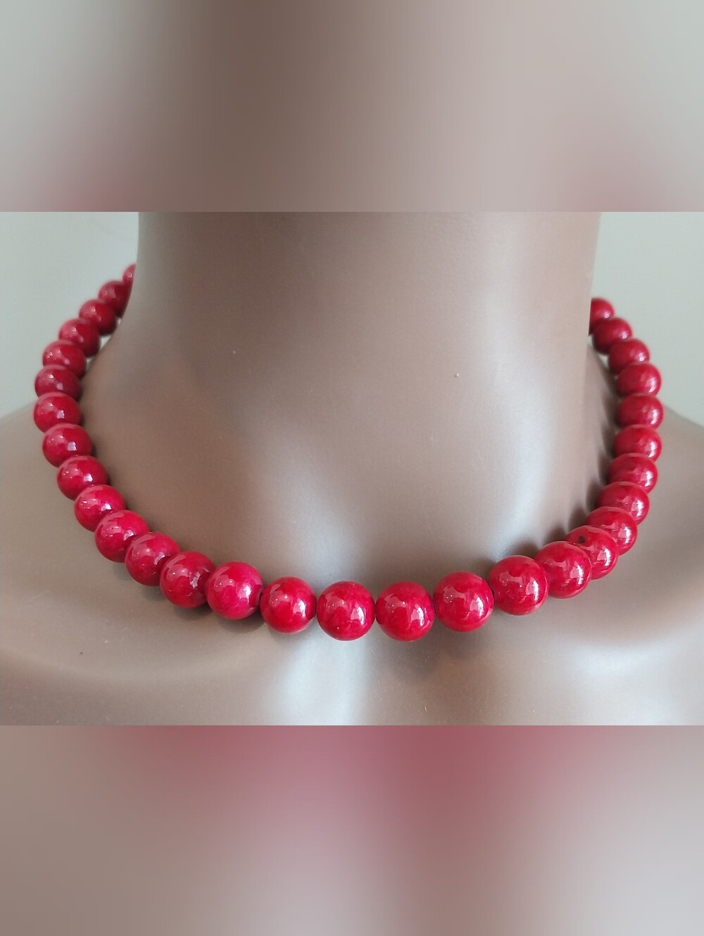 Genuine Dyed Red Sponge Coral Necklace With Sterling Silver Lock